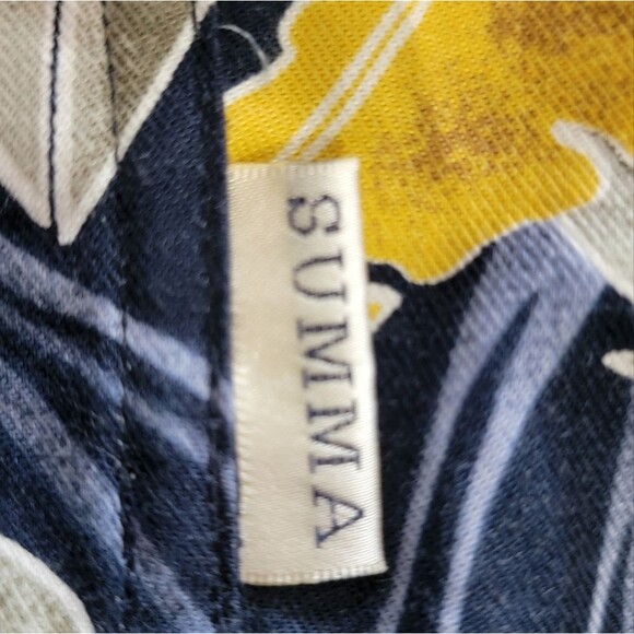 Suma Tropical Hawaiian Shirt size L blue Gray Yellow Palm leaves short sleeves - Picture 7 of 7